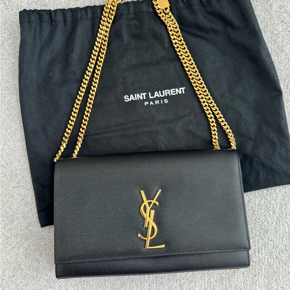 Authentic YSL Kate Bag, Black and Gold.